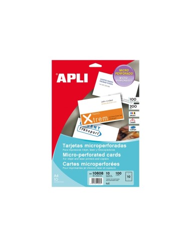 CI | Tarjeta de visita apli microperforada 200 grs acabado mate 90x50,8 mm impresora ink-jet y laser.