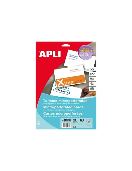 CI | Tarjeta de visita apli microperforada 200 grs acabado mate 90x50,8 mm impresora ink-jet y laser.