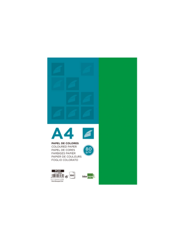 CI | Papel color liderpapel a4 80g/m2 verde intenso paquete de 100