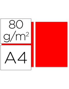 CI | Papel color liderpapel a4 80g/m2 rojo paquete de 100