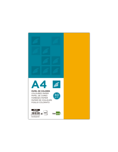 CI | Papel color liderpapel a4 80g/m2 naranja paquete de 100