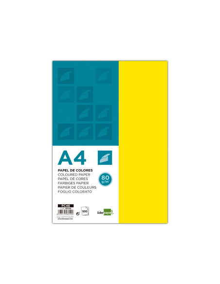 CI | Papel color liderpapel a4 80g/m2 limon paquete de 100