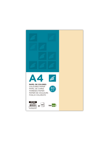 CI | Papel color liderpapel a4 80g/m2 crema paquete de 100