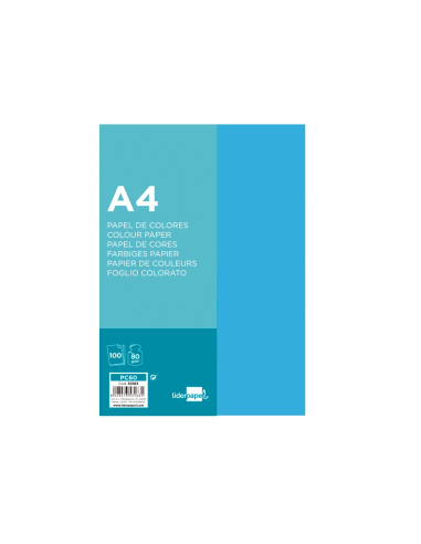 CI | Papel color liderpapel a4 80g/m2 azul turquesa paquete de 100