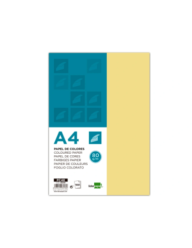 CI | Papel color liderpapel a4 80g/m2 amarillo paquete de 100