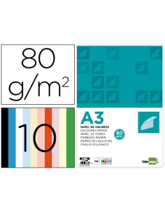 CI | Papel color liderpapel a3 80gr/m2 10 colores...