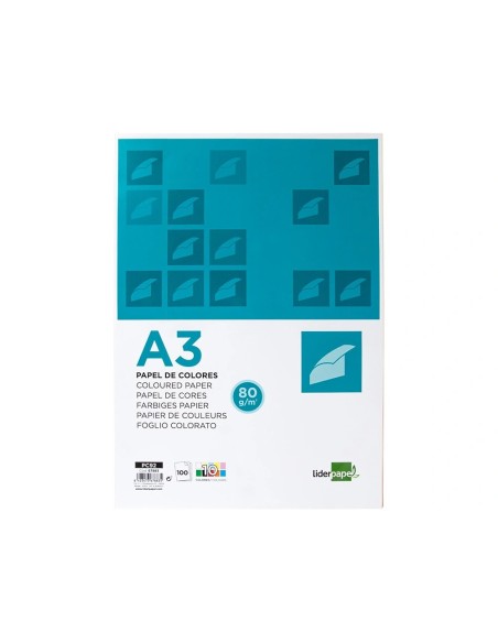 CI | Papel color liderpapel a3 80gr/m2 10 colores surtidos paquete 100 hojas