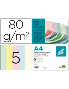 CI | Papel color liderpapel a4 80g/m2 5 colores surtidos...