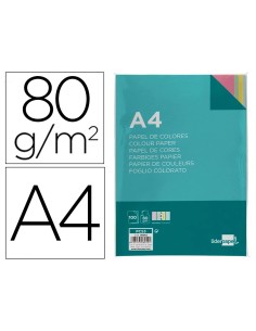 CI | Papel color liderpapel a4 80g/m2 4 colores surtidos...