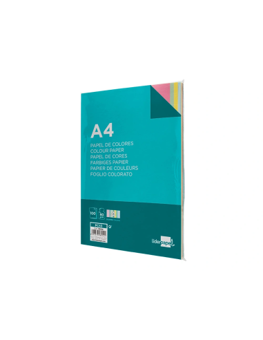 CI | Papel color liderpapel a4 80g/m2 4 colores surtidos paquete de 100