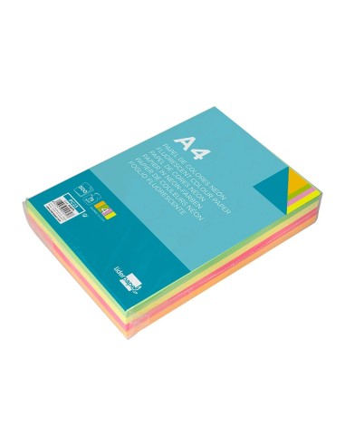 CI | Papel color liderpapel a4 75g/m2 neon 4 colores surtidos paquete de 500