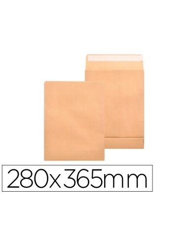 CI | Sobre liderpapel bolsa fuelle kraft armado 280x365x50mm solapa tira de silicona papel 155 gr caja de 50 unidades