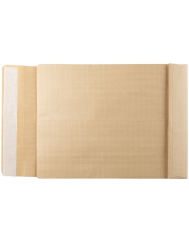 CI | Sobre liderpapel bolsa fuelle kraft armado 280x365x50mm solapa tira de silicona papel 155 gr caja de 50 unidades