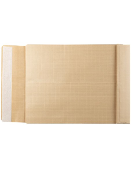 CI | Sobre liderpapel bolsa fuelle kraft armado 280x365x50mm solapa tira de silicona papel 155 gr caja de 50 unidades