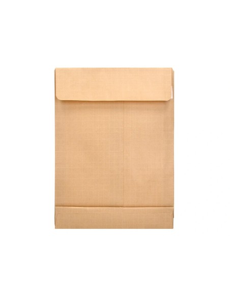 CI | Sobre liderpapel bolsa fuelle kraft armado 280x365x50mm solapa tira de silicona papel 155 gr caja de 50 unidades