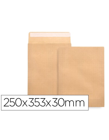 CI | Sobre liderpapel bolsa fuelle kraft 250x353x30 mm solapa tira de silicona papel 120gr cajade 50 unidades