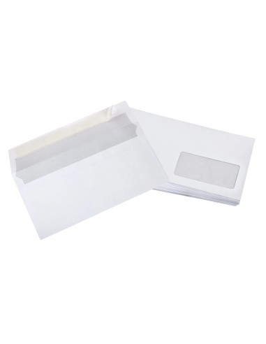 CI | Sobre liderpapel n 3 blanco din americano ventana derecha 110x220 mm tira de silicona paquete de 25 unidades