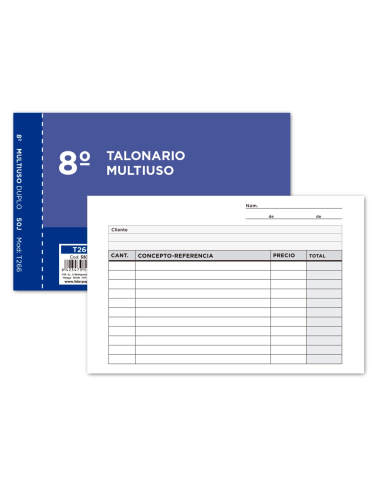 CI | Talonario liderpapel multiuso octavo duplicado apaisado