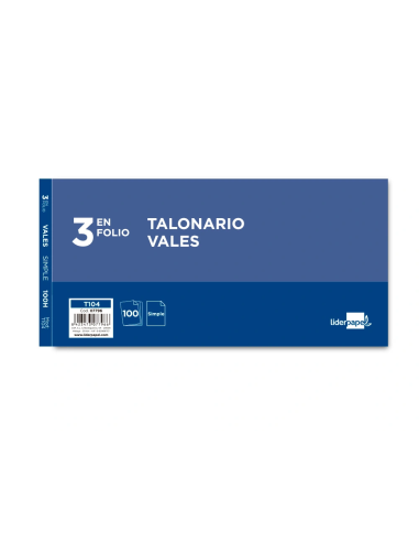 CI | Talonario liderpapel vales tres en folio 104