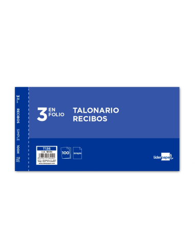 CI | Talonario liderpapel recibos 3/fº original t136 sin matriz