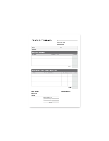 CI | Talonario liderpapel orden de trabajo cuarto original y copia t255