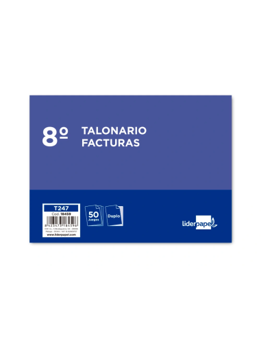 CI | Talonario liderpapel facturas 8º original y copia t247 apaisado sin i.v.a