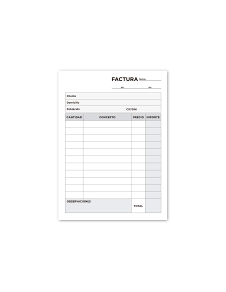 CI | Talonario liderpapel facturas 8º original y 2 copias t301 sin i.v.a.