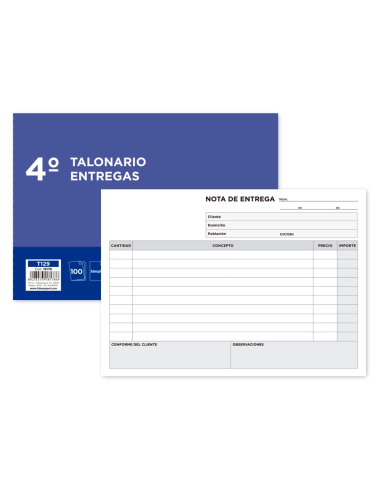 CI | Talonario liderpapel entregas cuarto original t129 apaisado