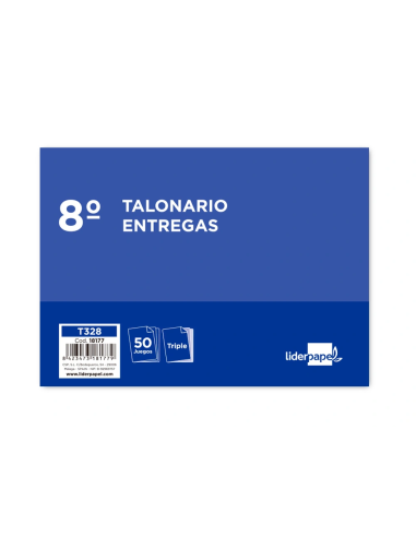 CI | Talonario liderpapel entregas 8º original y 2 copias t328 apaisado