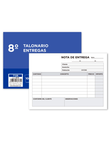 CI | Talonario liderpapel entregas 8º original t128 apaisado