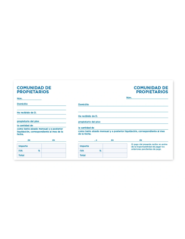 CI | Talonario liderpapel comunidad tres del folio 106 -con iva