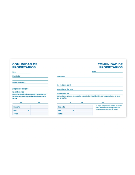 CI | Talonario liderpapel comunidad tres del folio 106 -con iva