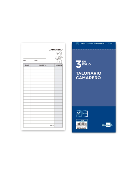 CI | Talonario liderpapel camarero 3/fº original y copia t214