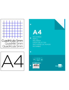 CI | Recambio liderpapel a4 120 hojas 80g/m2 cuadro 5mm...