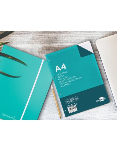 CI | Recambio liderpapel a4 100 hojas 100 g/m2 rayado nº 46 4 taladros