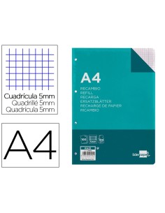 CI | Recambio liderpapel a4 100 hojas 100g/m2 cuadro 5mm...