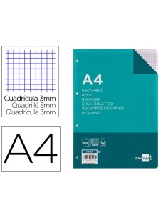 CI | Recambio liderpapel a4 100 hojas 100g/m2 cuadro 3mm...