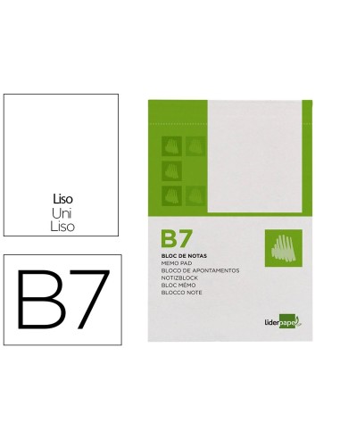 CI | Bloc notas liderpapel liso b7 80 hojas 60g/m2 perforado