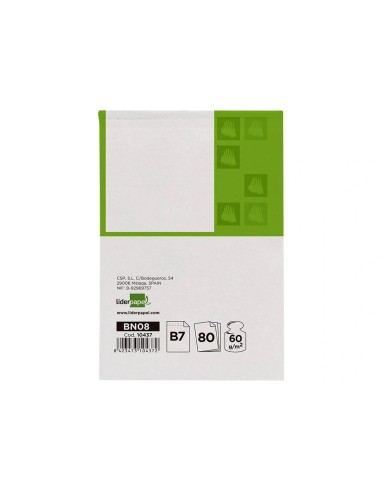 CI | Bloc notas liderpapel liso b7 80 hojas 60g/m2 perforado