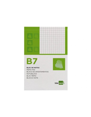 CI | Bloc notas liderpapel cuadro 4mm b7 80 hojas 60g/m2 perforado