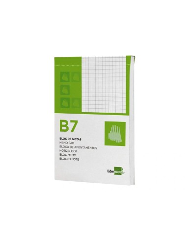 CI | Bloc notas liderpapel cuadro 4mm b7 80 hojas 60g/m2 perforado