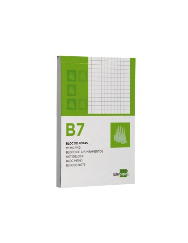 CI | Bloc notas liderpapel cuadro 4mm b7 80 hojas 60g/m2 perforado