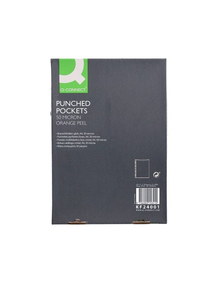 CI | Funda multitaladro q-connect din a4 50 mc piel de naranja caja de 100 unidades