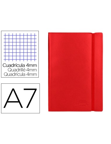 CI | Libreta liderpapel simil piel a7 120 hojas 70g/m2 cuadro 4mm sin margen rojo