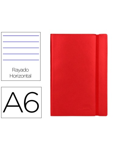 CI | Libreta liderpapel simil piel a6 120 hojas 70g/m2 horizontal sin margen rojo