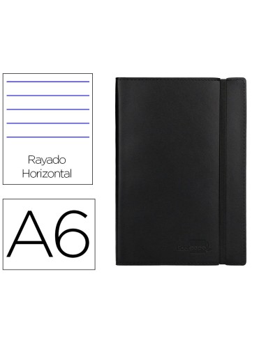 CI | Libreta liderpapel simil piel a6 120 hojas 70g/m2 horizontal sin margen negro