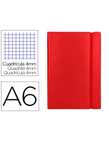 CI | Libreta liderpapel simil piel a6 120 hojas 70g/m2 cuadro 4mm sin margen rojo