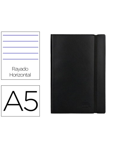 CI | Libreta liderpapel simil piel a5 120 hojas 70g/m2 horizontal sin margen negro