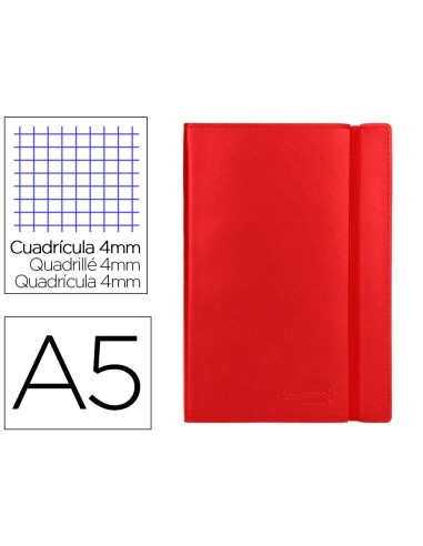 CI | Libreta liderpapel simil piel a5 120 hojas 70g/m2 cuadro 4mm sin margen rojo