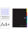 CI | Cuaderno espiral oxford ebook 5 tapa extradura din a4+ 100 h con separadores cuadricula 5 mm black'n colors verde